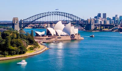 The Opera House and Harbour Bridge from the ferry