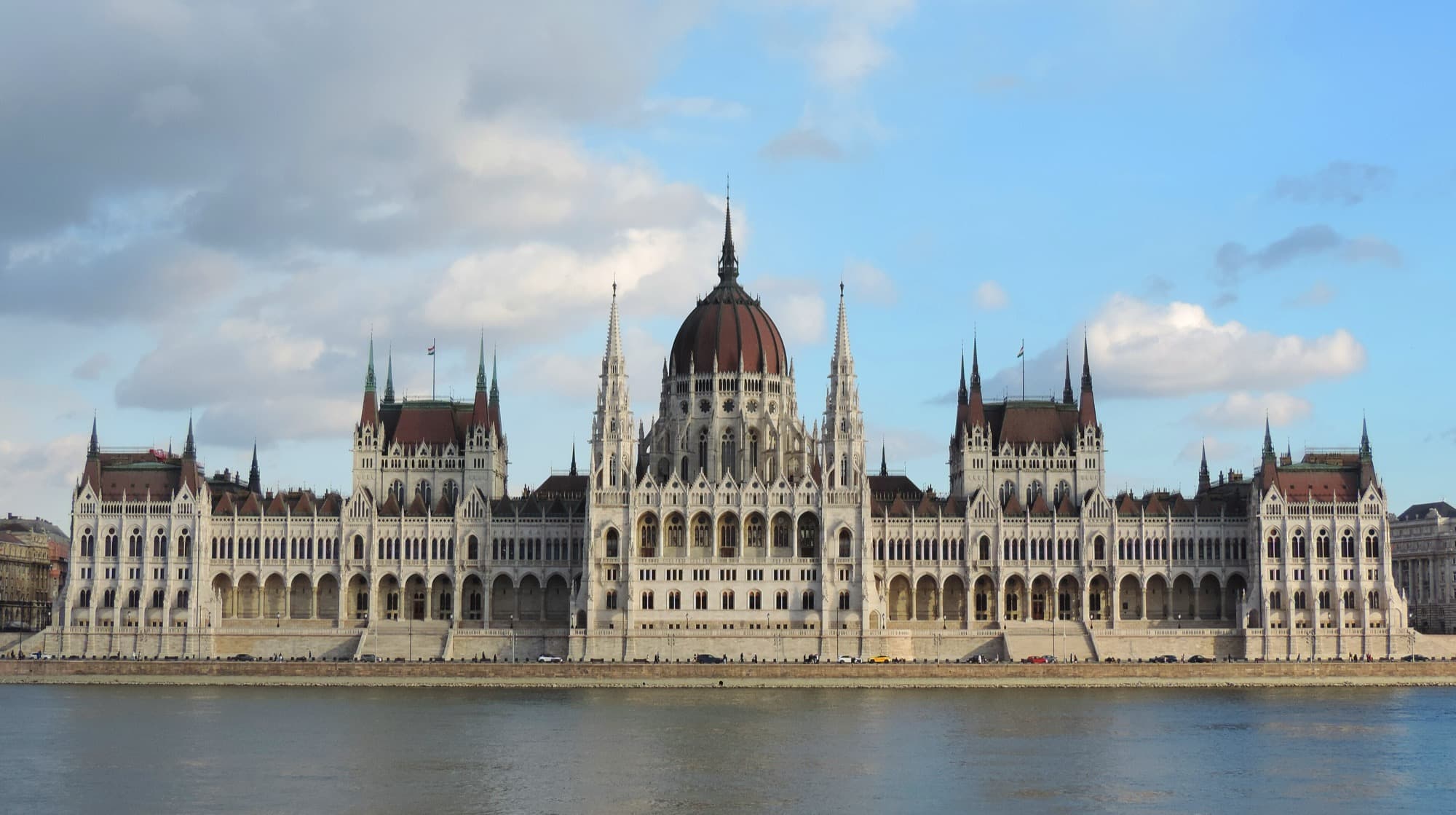 The Hungarian Parliament from the Danube at night